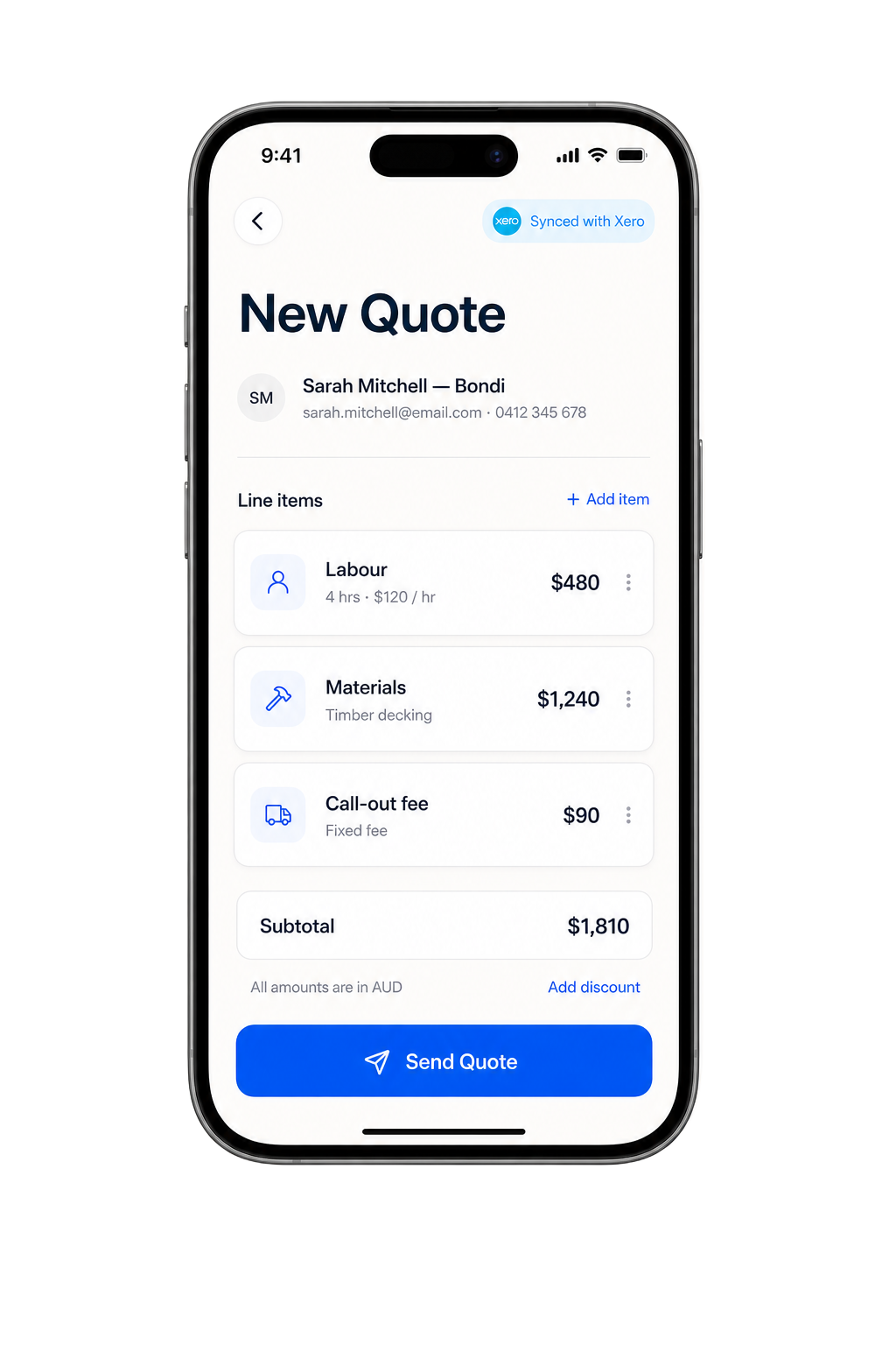 Quoto quoting app shown on iPhone
